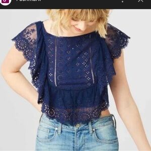 Altar’d State Eyelet Top Pink Small